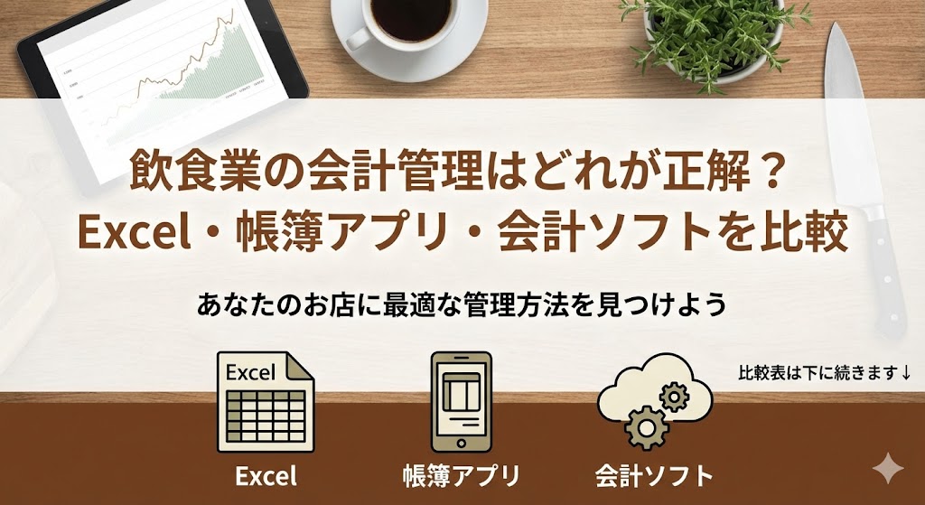 飲食業の会計管理はどれが正解？Excel・帳簿アプリ・会計ソフトを比較